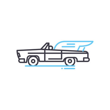 Hip Hop Car Line Icon, Outline Symbol, Vector Illustration, Concept Sign