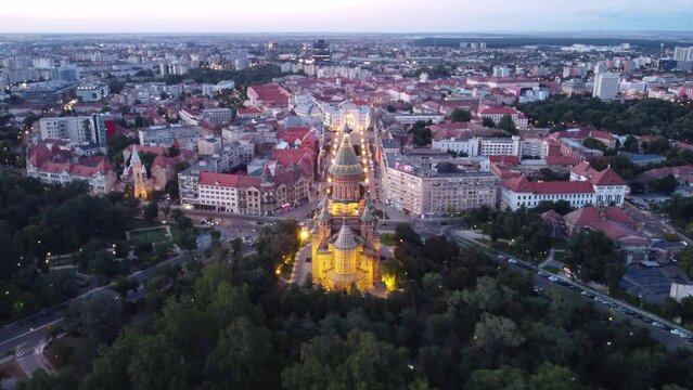 Flight over Timisoara city