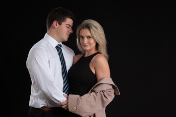 Romantic couple together with a smile