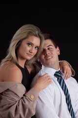 Romantic couple together with a smile