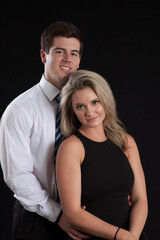 Romantic couple together with a smile