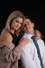 Romantic couple together with a smile