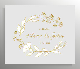 Vintage wedding invitation design. Vector template for card, poster.