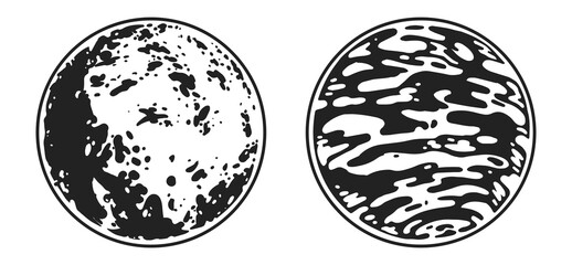 Space planets monochrome label vintage © DGIM studio