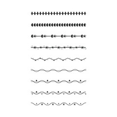 Obraz premium Doodle text dividers. Hand drawn divide. Vector line set.
