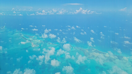 Fototapeta na wymiar Aerial view of Bahama island at Atlantic ocean. Travel concept. Copy Space.