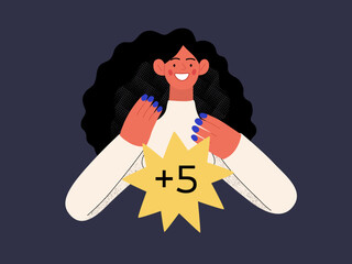 Client bonus - Online shopping and electronic commerce series - modern flat vector concept illustration of a woman receiving a bonus. Promotion, discounts, sale and online orders concept