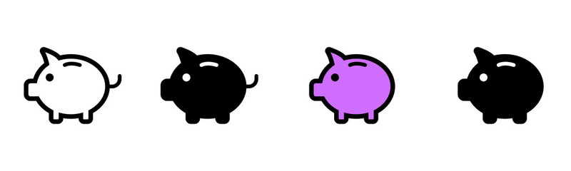 piggybank icon set. moneybox and savings icon. flat piggybank, flat moneybox or flat savings vector. 