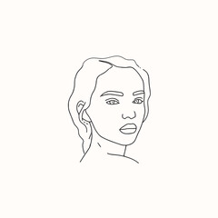 Line Art Woman with Wavy Hair