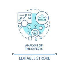 Analysis of effects turquoise concept icon. Impact forecast. Trends management abstract idea thin line illustration. Isolated outline drawing. Editable stroke. Arial, Myriad Pro-Bold fonts used
