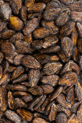 Macro photo of dried watermelon seeds, top view