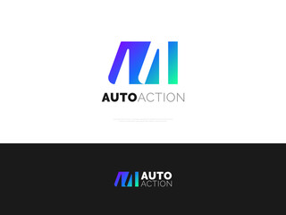 Fototapeta premium AA Initial Logo Design with Negative Space and Colorful Gradient Concept. Letter AA Logo with Connect and Linked Style