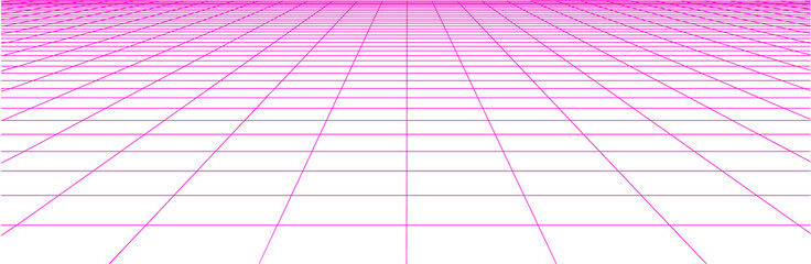 Grid floor background, perspective view. Neon pink colored 80s retro design. - obrazy, fototapety, plakaty