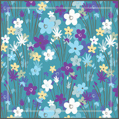 Fototapeta na wymiar Print for kerchief, bandana, scarf, handkerchief, shawl, neck scarf. Squared pattern with ornament for fabric, textile, silk products. Paisley vector with abstract flowers. Floral folk tracery