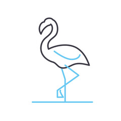 Fototapeta premium flamingo line icon, outline symbol, vector illustration, concept sign