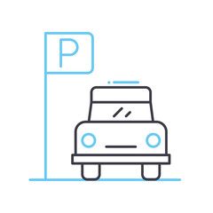 parking line icon, outline symbol, vector illustration, concept sign