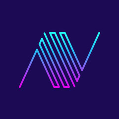 VA, AV, letter N monogram logo. Letter a, letter v signature icon. Alphabet initials isolated on dark fund. Lettering sign. Modern design, web, tech, minimal style characters. Geometric typography.