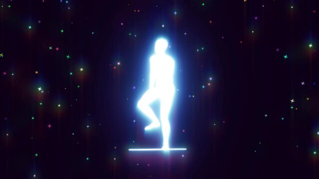 3d render of a glowing man climbing the steps in the astral space