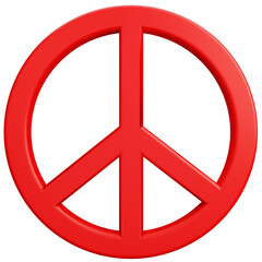 Peace freedom sign on transparent background. 3D Illustration