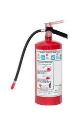 Fire extinguisher with content label, with white background