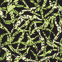 Seamless  abstract floral background. Artistic pattern with natural organic leaves shapes and dots