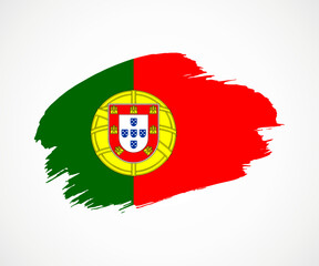 Abstract creative painted grunge brush flag of Portugal country with background