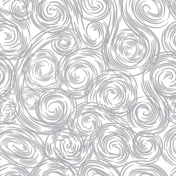 Artistic seamless pattern with drawn swil lines. Abstract organic shape repeatable texture. Loop line background.