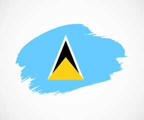 Abstract creative painted grunge brush flag of Saint Lucia country with background