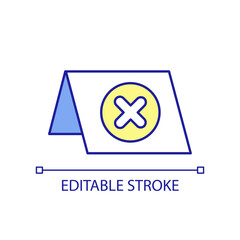 Obraz premium Prohibition sign on plate RGB color icon. Awareness for visitors. Information symbol on paper. Isolated vector illustration. Simple filled line drawing. Editable stroke. Arial font used