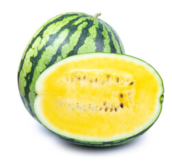 yellow watermelon fruit isolated on white background