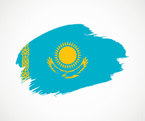 Abstract creative painted grunge brush flag of Kazakhstan country with background