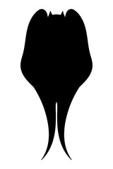 Bat icon. Black flat silhouette of bat. Vector illustration isolated on white background.