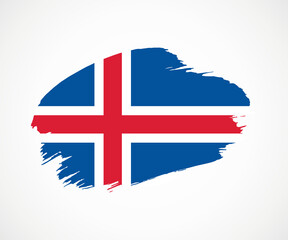 Obraz premium Abstract creative painted grunge brush flag of Iceland country with background