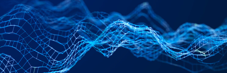 Beautiful illustration with connected dots and lines. Digital network background. Background for presentations. 3D