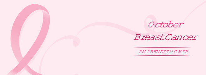 Breast Cancer Awareness Month with Pink Ribbon Symbol Banner or Header.