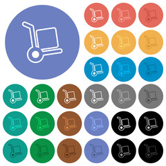 Hand truck outline round flat multi colored icons