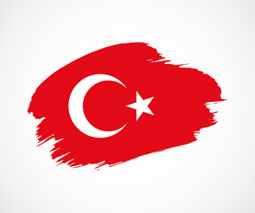 Abstract creative painted grunge brush flag of Turkey country with background