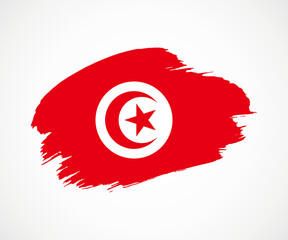 Abstract creative painted grunge brush flag of Tunisia country with background