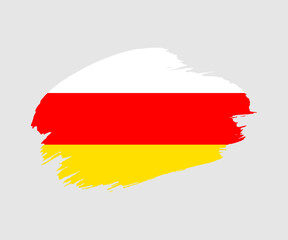 Abstract creative painted grunge brush flag of South Ossetia country with background