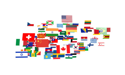 National flags of the countries 3d