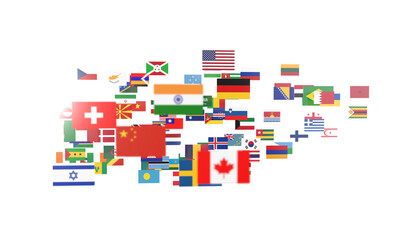 National flags of the countries 3d