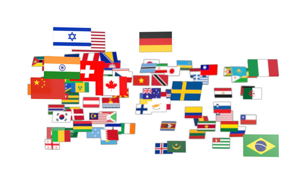 National flags of the countries 3d