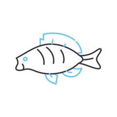 ocean fish line icon, outline symbol, vector illustration, concept sign