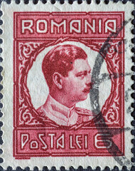 ROMANIA - CIRCA 1932: a postage stamp from Romania , showing a portrait of Carol II of Romania...