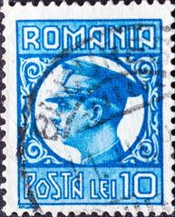 ROMANIA - CIRCA 1932: a postage stamp from Romania , showing a portrait of Carol II of Romania...