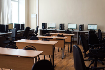 empty auditorium or computer class in high school or college