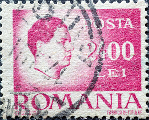 Romania - Circa 1946: A Postage Stamp from Romania, Showing Tein Portrait by King Michael I of...