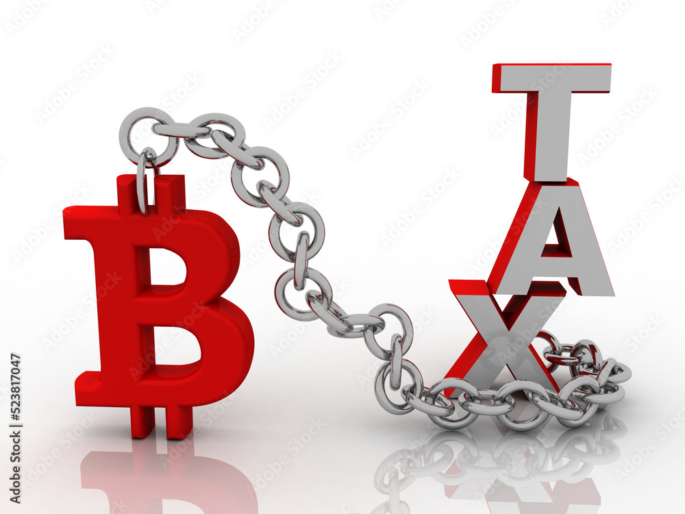Poster 3d rendering bitcoin sign currency with tax