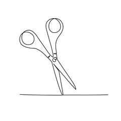 Continuous line drawing of scissors. Vector illustration
