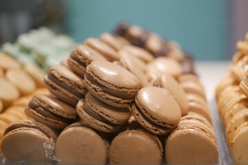 chocolate flavor macaroon close up 